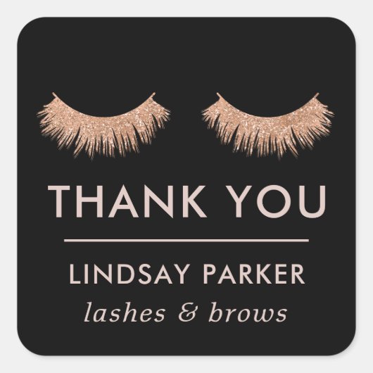 Wimpers Zwart Visagist Bedankt Sticker (Voorkant)