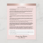 Wimpersalon Aansprakelijkheidsverklaring Roze Goud Flyer (Achterkant)