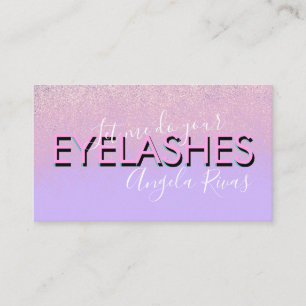 Wimpersalon Citaat Roze Paarse Glitter Visitekaartje