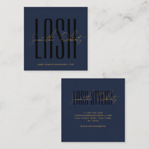Wimperstylist moderne typografie script blauwe vie vierkante visitekaartje