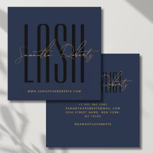 Wimperstylist moderne typografie script blauwe vie vierkante visitekaartje