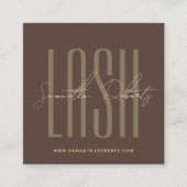 Wimperstylist moderne typografie script bruin vier vierkante visitekaartje (Voorkant)