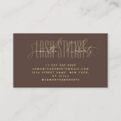 Wimperstylist moderne typografie script bruin visitekaartje (Achterkant)