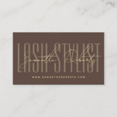 Wimperstylist moderne typografie script bruin visitekaartje (Voorkant)