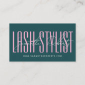 Wimperstylist moderne typografie script groen roze visitekaartje (Voorkant)