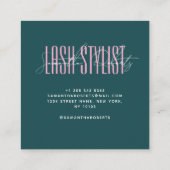 Wimperstylist moderne typografie script groen vier vierkante visitekaartje (Achterkant)