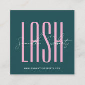 Wimperstylist moderne typografie script groen vier vierkante visitekaartje (Voorkant)