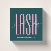 Wimperstylist moderne typografie script groen vier vierkante visitekaartje