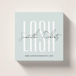 Wimperstylist moderne typografie script lichtblauw vierkante visitekaartje