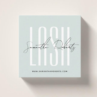 Wimperstylist moderne typografie script lichtblauw vierkante visitekaartje