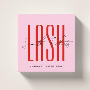 Wimperstylist moderne typografie script roze rood vierkante visitekaartje