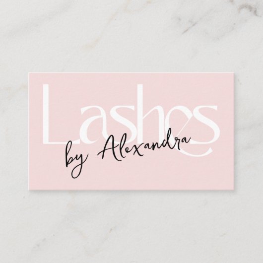 Wimpertechnicus Blush Roze Moderne Typografie Visitekaartje (Voorkant)
