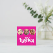 Wimpertechnicus Heet Levendig Roze 3 Foto QR Code Vierkante Visitekaartje (Staand voorkant)