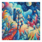 Wimsical Astronaut World Perfect Poster (Voorkant)