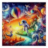 Wimsical Astronaut World Perfect Poster (Voorkant)