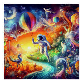 Wimsical Astronaut World Perfect Poster