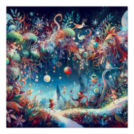 Wimsical kerstviering perfect poster