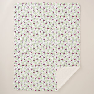 Wimsical Rode Wijn Glas Illustratiepatroon Sherpa Deken