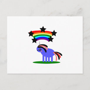 Wimsical Unicorn en Happy Hippy Rainbow Briefkaart