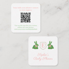 Wimterige met de hand geschilderde Buxus Konijn QR Informatiekaartje