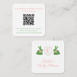 Wimterige met de hand geschilderde Buxus Konijn QR Informatiekaartje