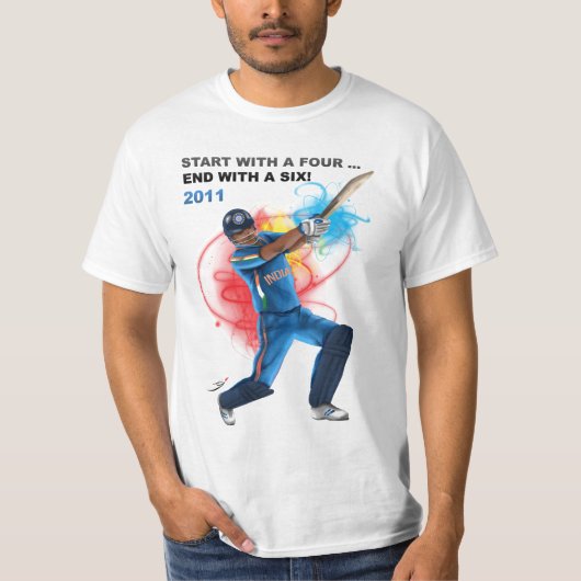 Win de beker met een zes cricket t-shirt (Voorkant)