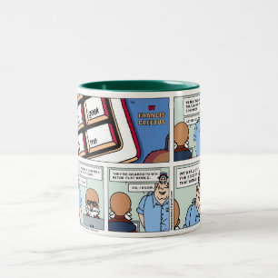 Win in de vlakke wereld! tweekleurige koffiemok