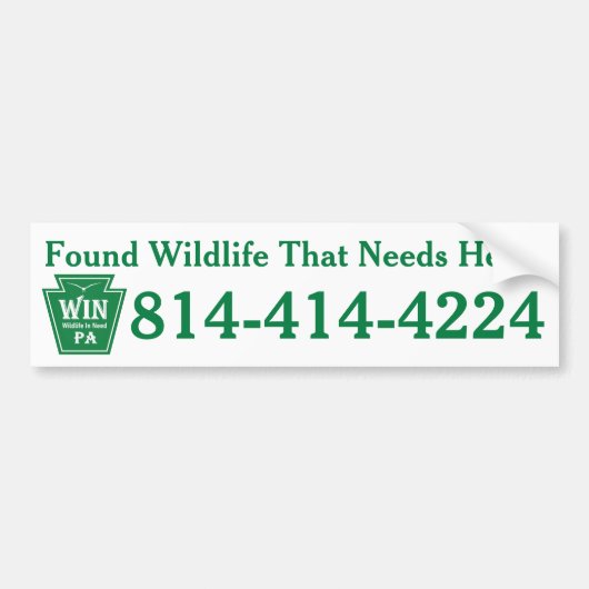 WIN LOGO   Telefoonnummer bumpersticker (Voorkant)