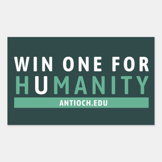 Win One for Humanity Sticker | Universiteit Antioc (Voorkant)