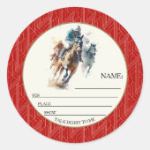 Win Place Show Derby Red Naam Ronde Sticker (Voorkant)