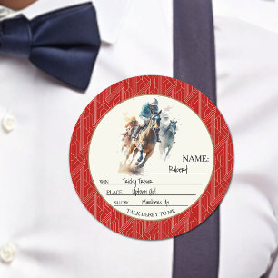 Win Place Show Derby Red Naam Ronde Sticker