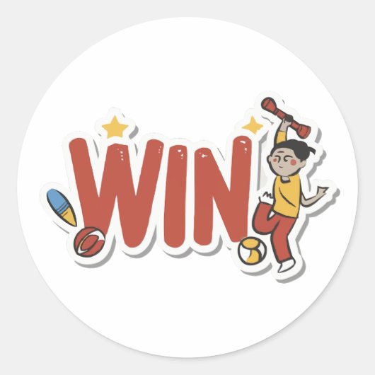 Win sticker met één woord (Voorkant)