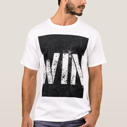 WIN T-shirt met gedesdistresseerde grunge tekst (Voorkant)