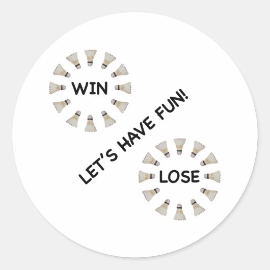 Win Verlies Fun Badminton Ronde Sticker (Voorkant)