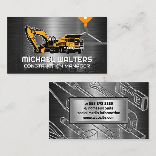 Winch Crane Construction | Bouwvoertuigen Visitekaartje (Voorkant / Achterkant)