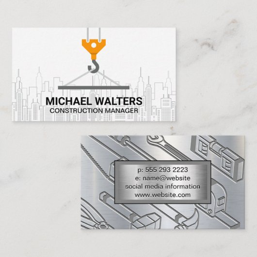 Winch Crane Construction | City Skyline Visitekaartje (Voorkant / Achterkant)