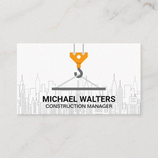 Winch Crane Construction | City Skyline Visitekaartje (Voorkant)