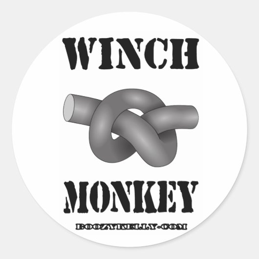 Winch Monkey, Sticker, Slickline, Oil, Gas, Gift Ronde Sticker (Voorkant)