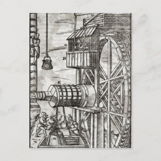 Winch voor water uit een mijn briefkaart (Voorkant)