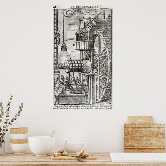 Winch voor water uit een mijn poster (Keuken)