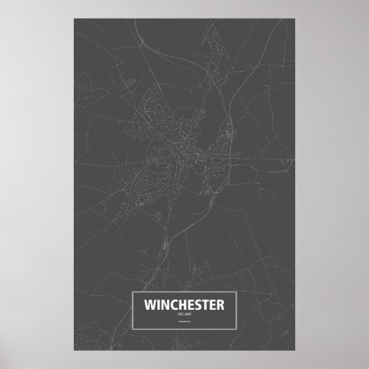 Winchester, Engeland (wit op zwart) Poster (Voorkant)