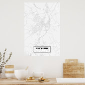 Winchester, Engeland (zwart op wit) Poster (Keuken)