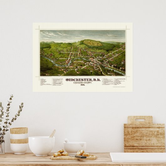 Winchester, NH Panoramic Map - 1887 Poster (Keuken)