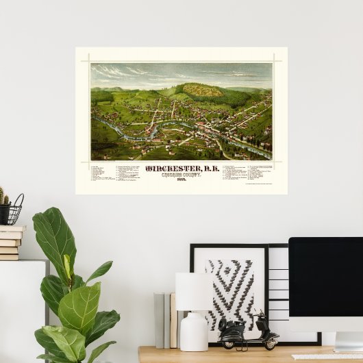 Winchester, NH Panoramic Map - 1887 Poster (Thuiskantoor)