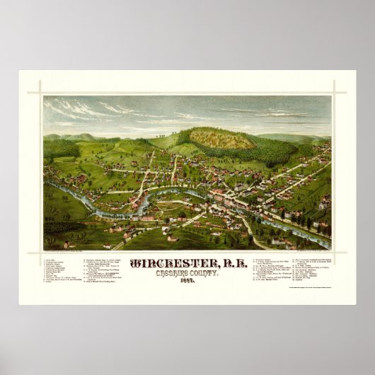Winchester, NH Panoramic Map - 1887 Poster (Voorkant)