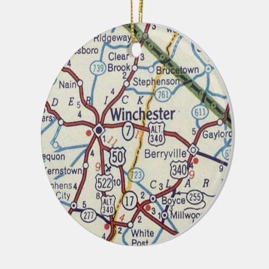 Winchester VA Map Keramisch Ornament (Links)