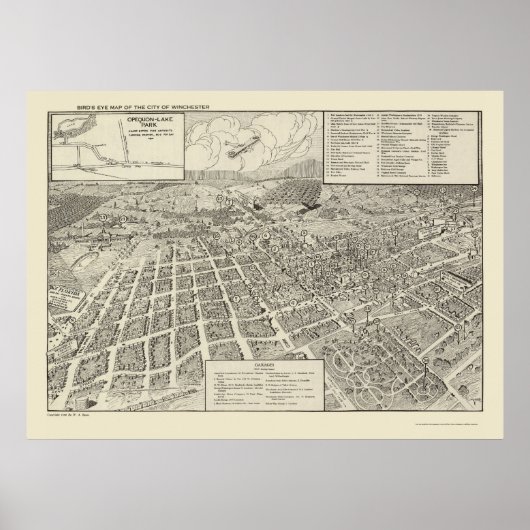 Winchester, VA Panorama Map - 1926 Poster (Voorkant)