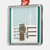 Wind boerderij kerstversiering metalen ornament (Links)