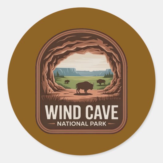Wind Cave National Park Bizon Badge Ronde Sticker (Voorkant)