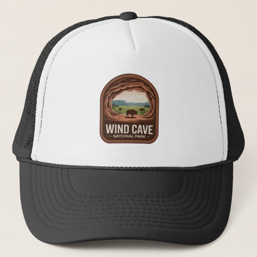 Wind Cave National Park Bizon Badge Trucker Pet (Voorkant)